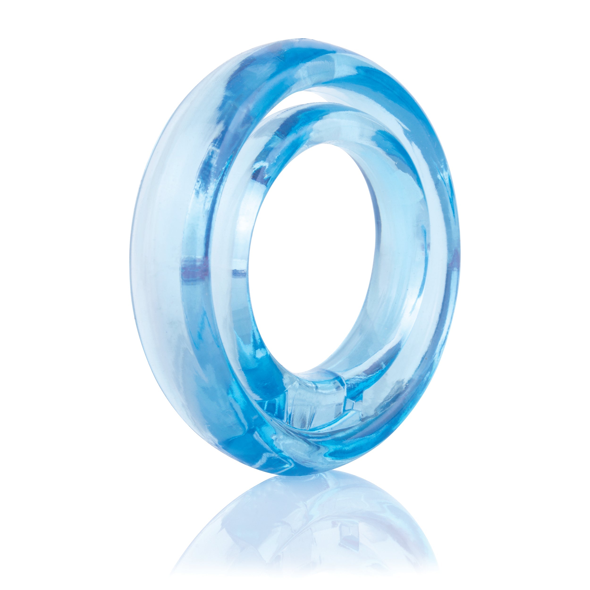 Blue double pleasure cock ring with testicle support.