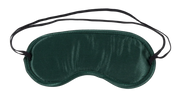 Emerald green satin blindfold with dual elastic straps.