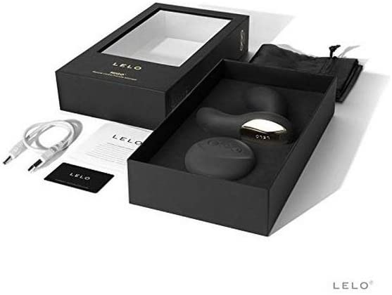 LELO Hugo remote-controlled prostate massager in black with gold accents.