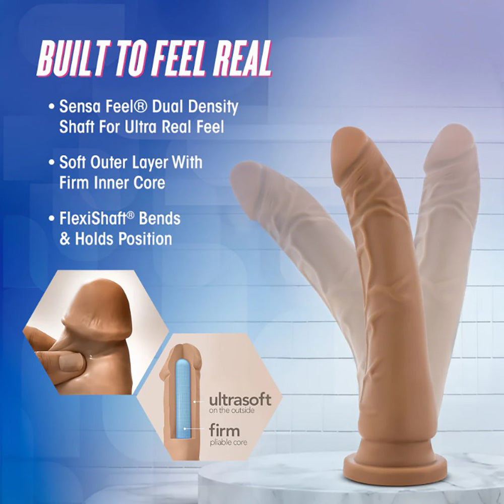 A tan dildo with a suction cup base and a textured shaft.