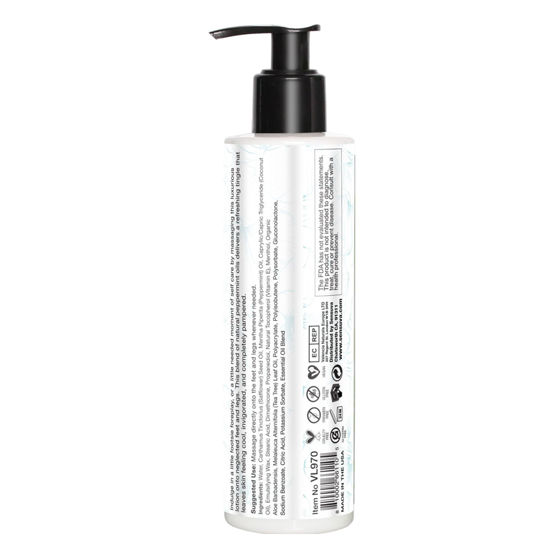 Sensuva Peppermint Leg & Foot Massage Lotion with pump dispenser.