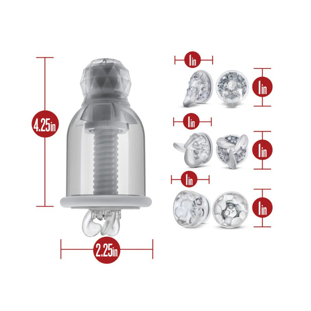 Wearable nipple massager with remote and textured attachments.
