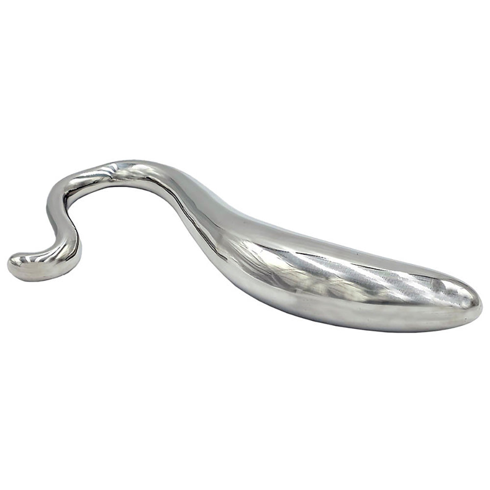 Curved stainless steel hollow wand massager.