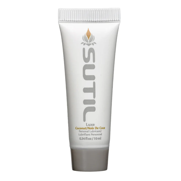 Sutil Coconut Luxe personal lubricant in a 10ml tube.