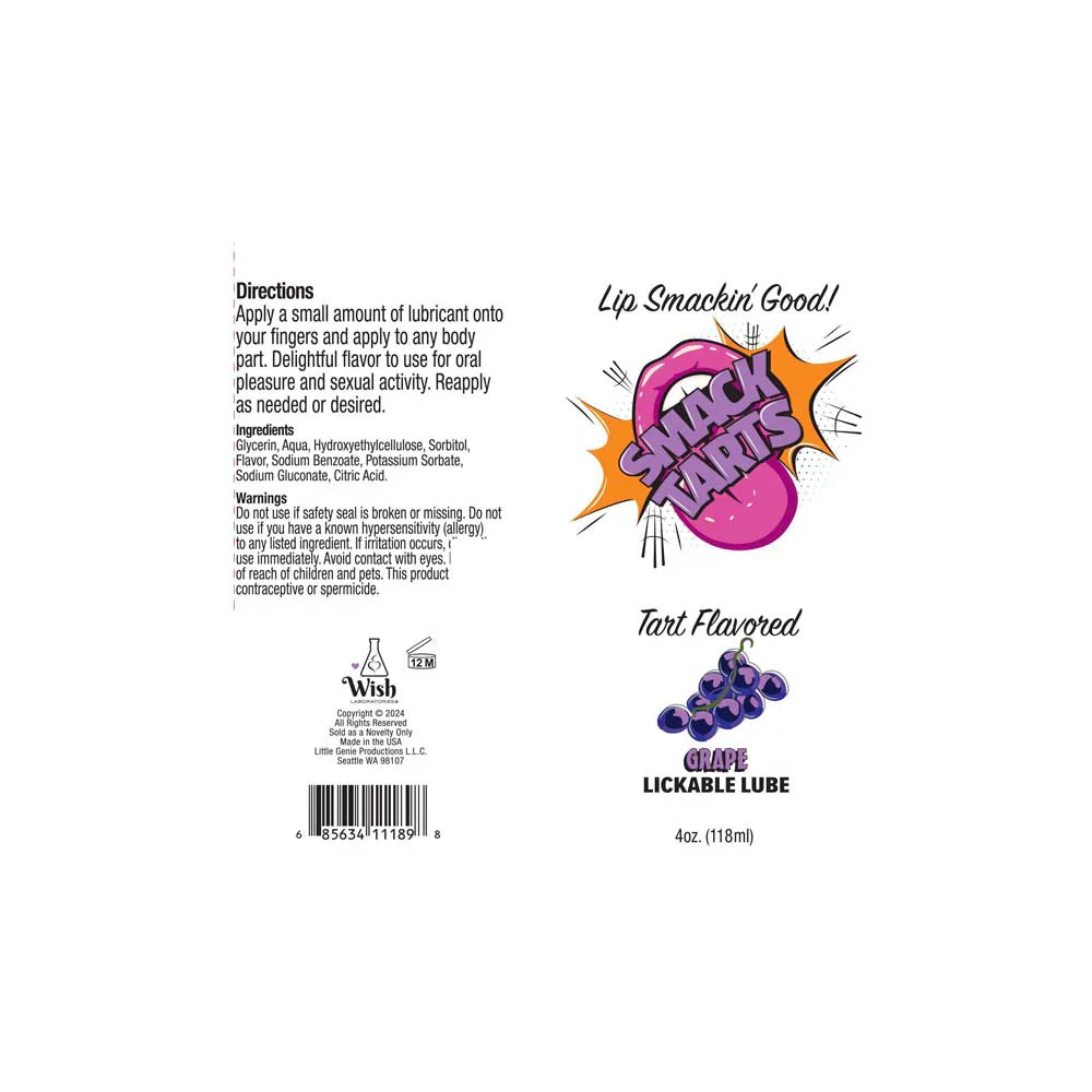 Sour Grape lickable water-based lube in a 4oz bottle.