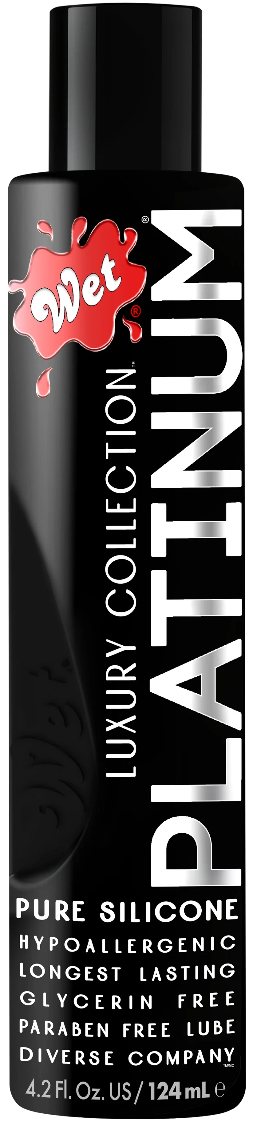 Wet Platinum 4.2 oz silicone based personal lubricant bottle.