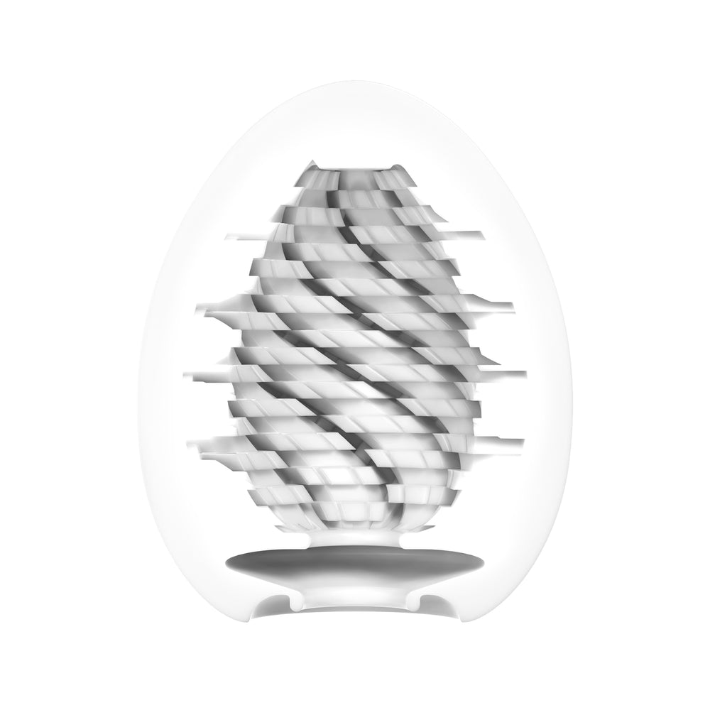 Tenga Twister Spiral male masturbator egg with internal ribbed texture.