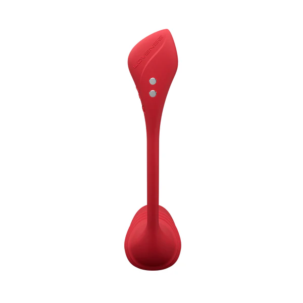 Red Lovense Vulse app-controlled thrusting G-spot egg vibrator.