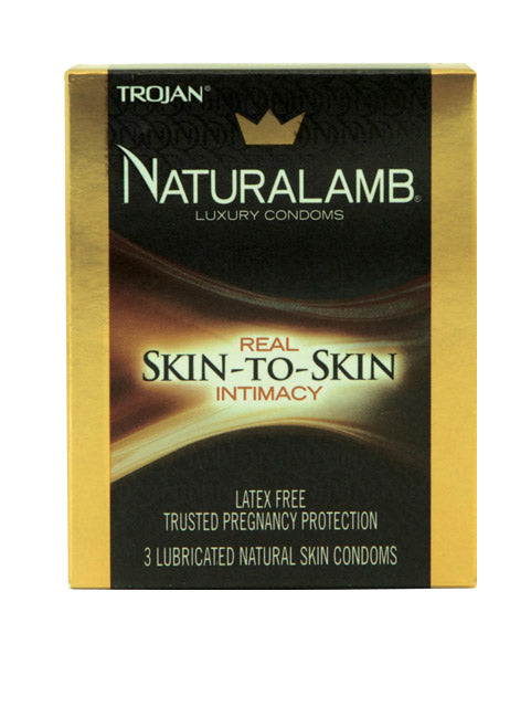 Trojan Naturalamb luxury condoms, latex-free, 3 lubricated natural skin condoms.