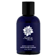 A dark blue bottle of Sliquid Satin natural intimate moisturizer.