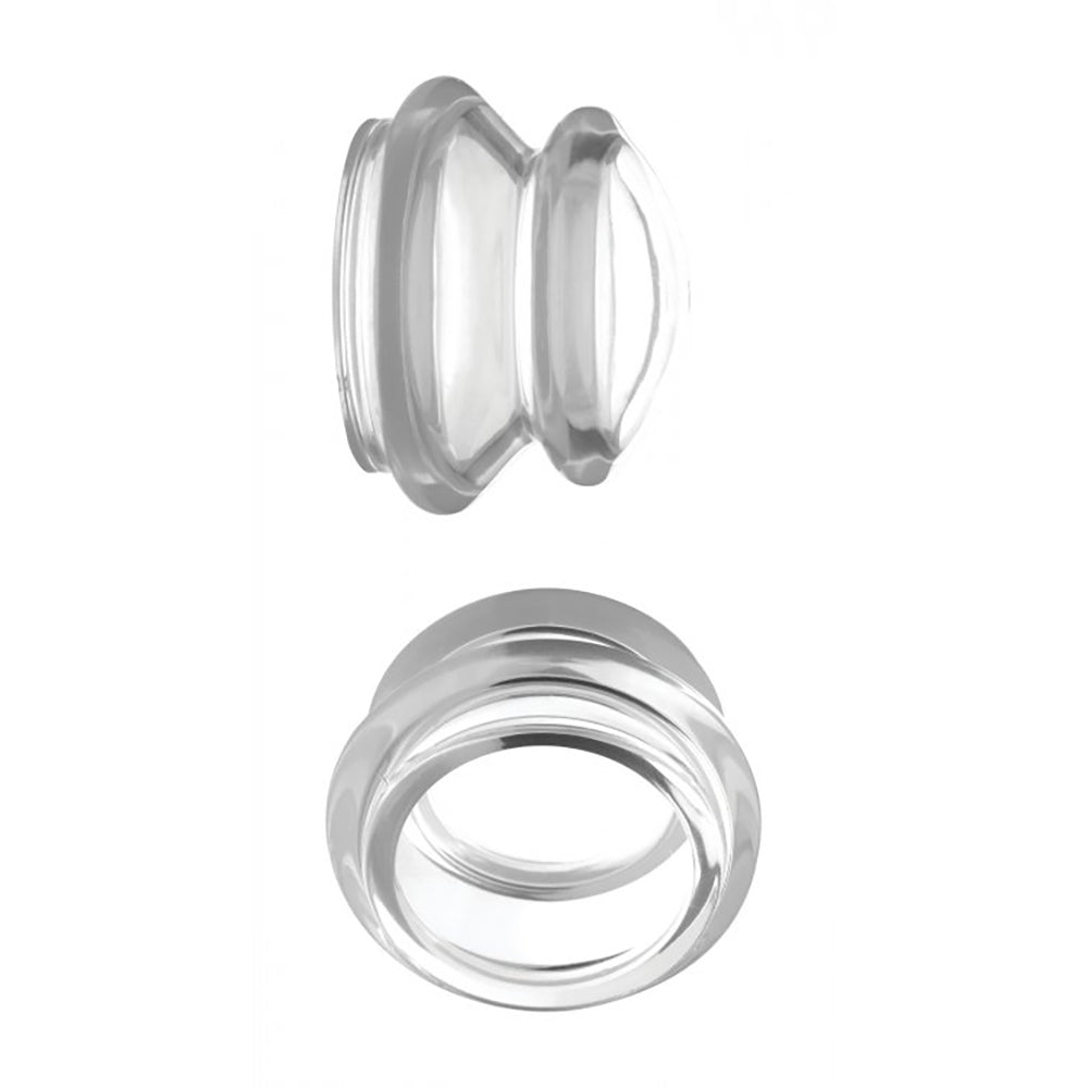 Clear silicone nipple sucker plungers with a ribbed design.