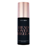 Simply Sexy Head Over Heels Pheromone Fragrance Mist in a black bottle with a rose gold cap.