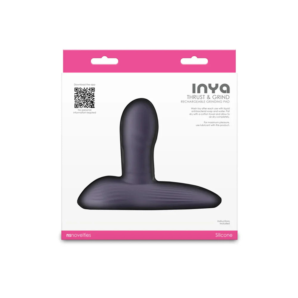 A dark purple silicone thrusting and grinding pad with the INYA logo.