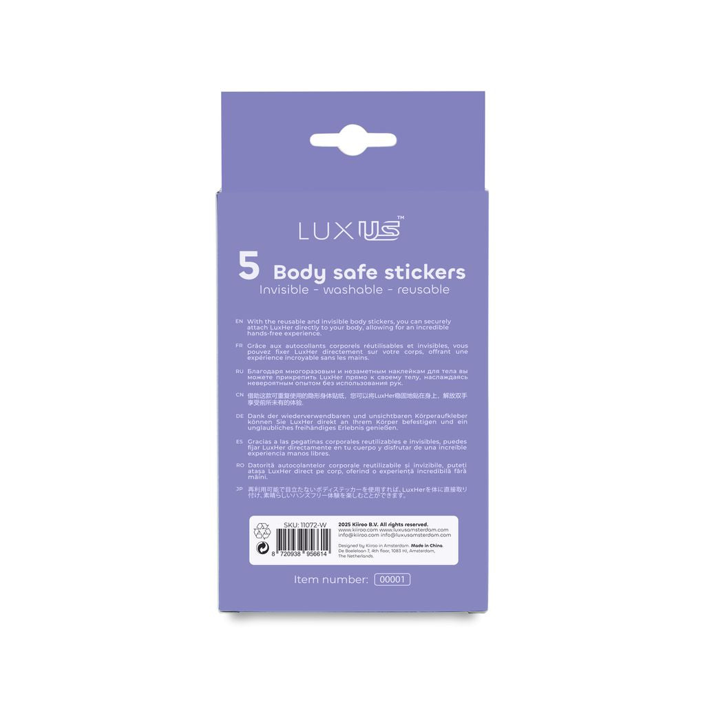 5 Luxus body safe stickers, invisible, washable, reusable