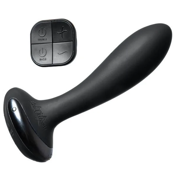 Black remote-controlled prostate vibrator with a flexible design.