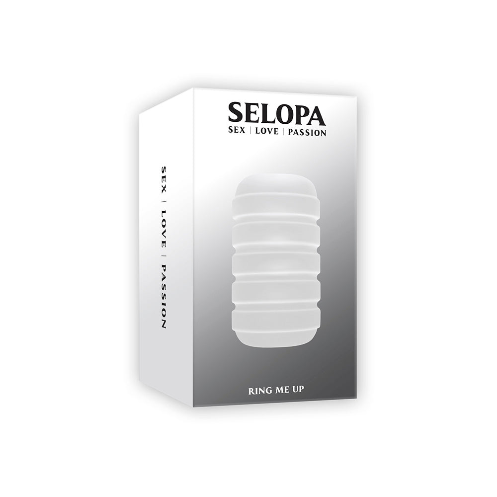 Selopa Ring Me Up stroker with vibrating C-ring on a white background.