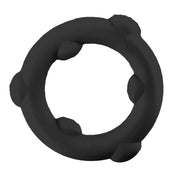 Black silicone cock ring with raised nubs.