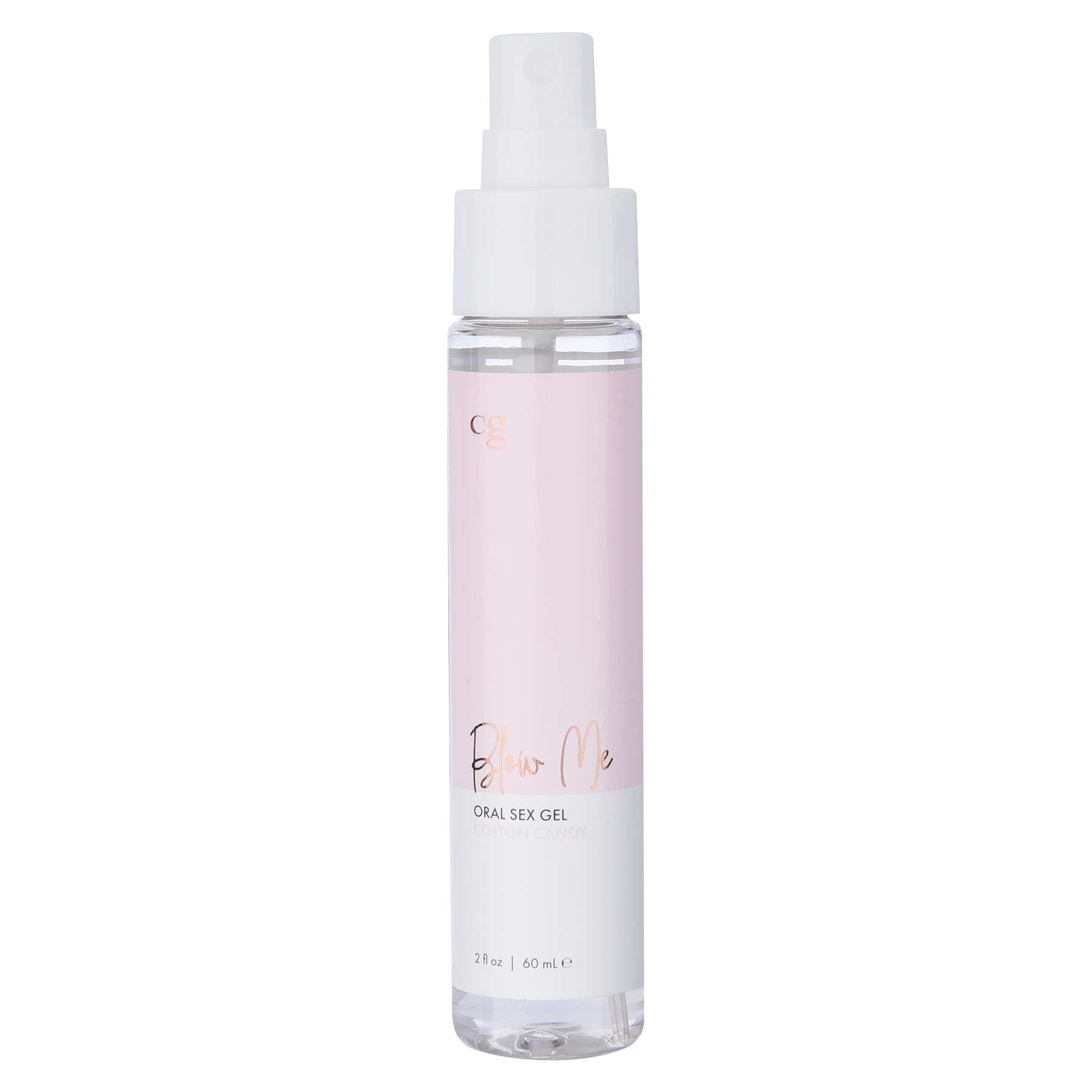 CG Cotton Candy Oral Sex Gel in a clear spray bottle with a pink label.