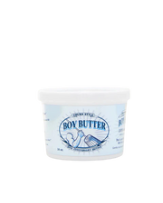 Boy Butter 20th Anniversary Edition tub of churn-style oil-based personal lubricant.