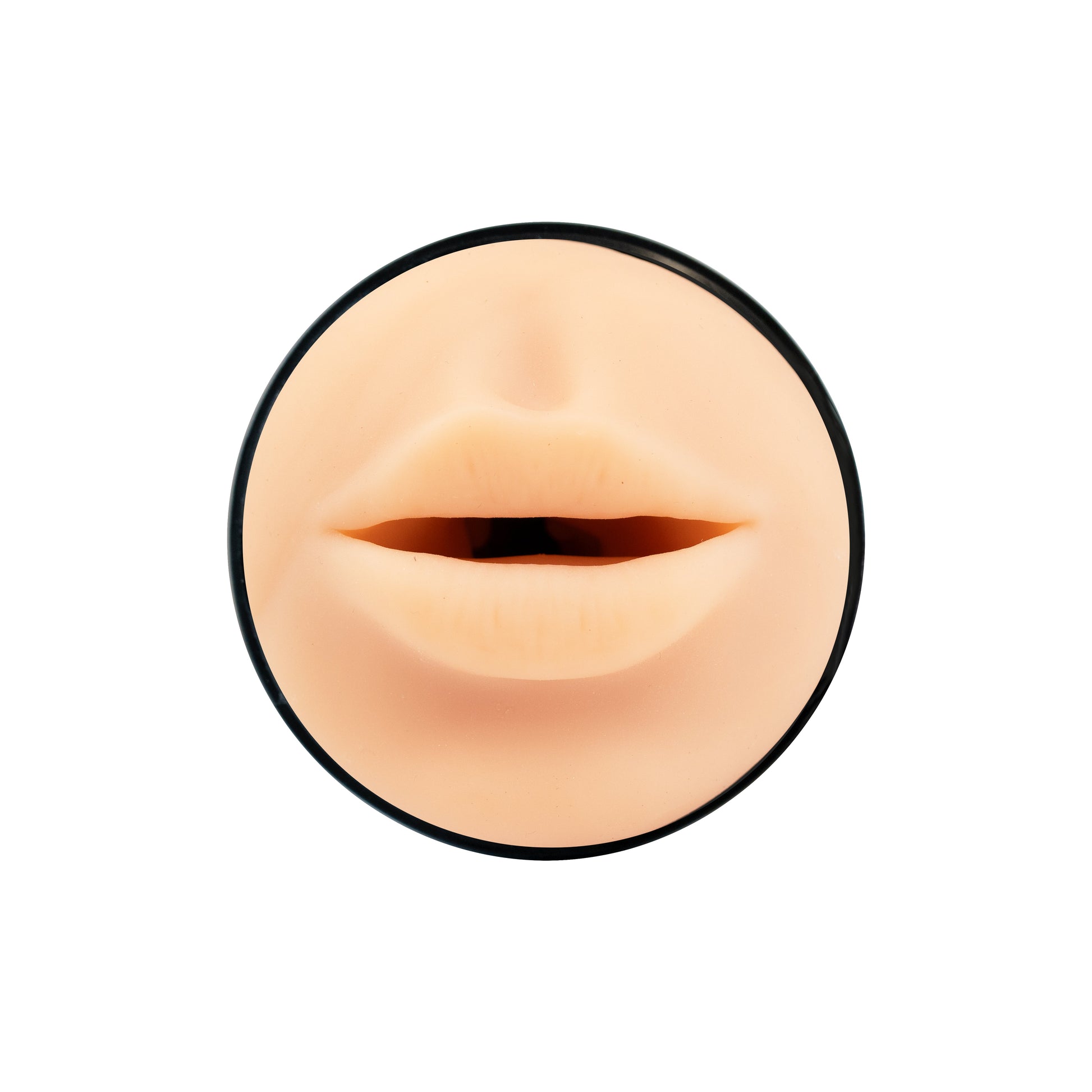 Realistic mouth stroker with a black rim.