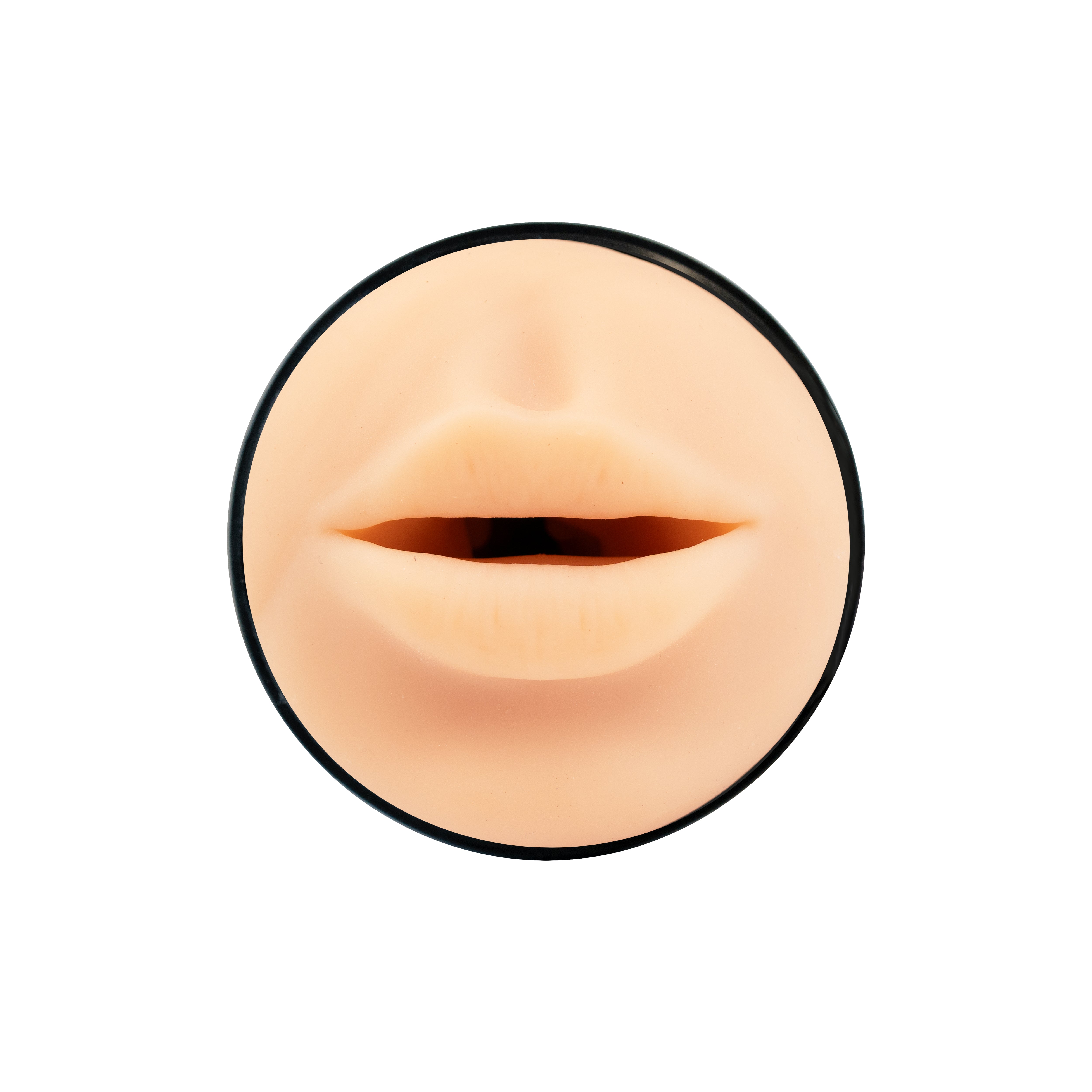 Realistic mouth stroker with a black rim.