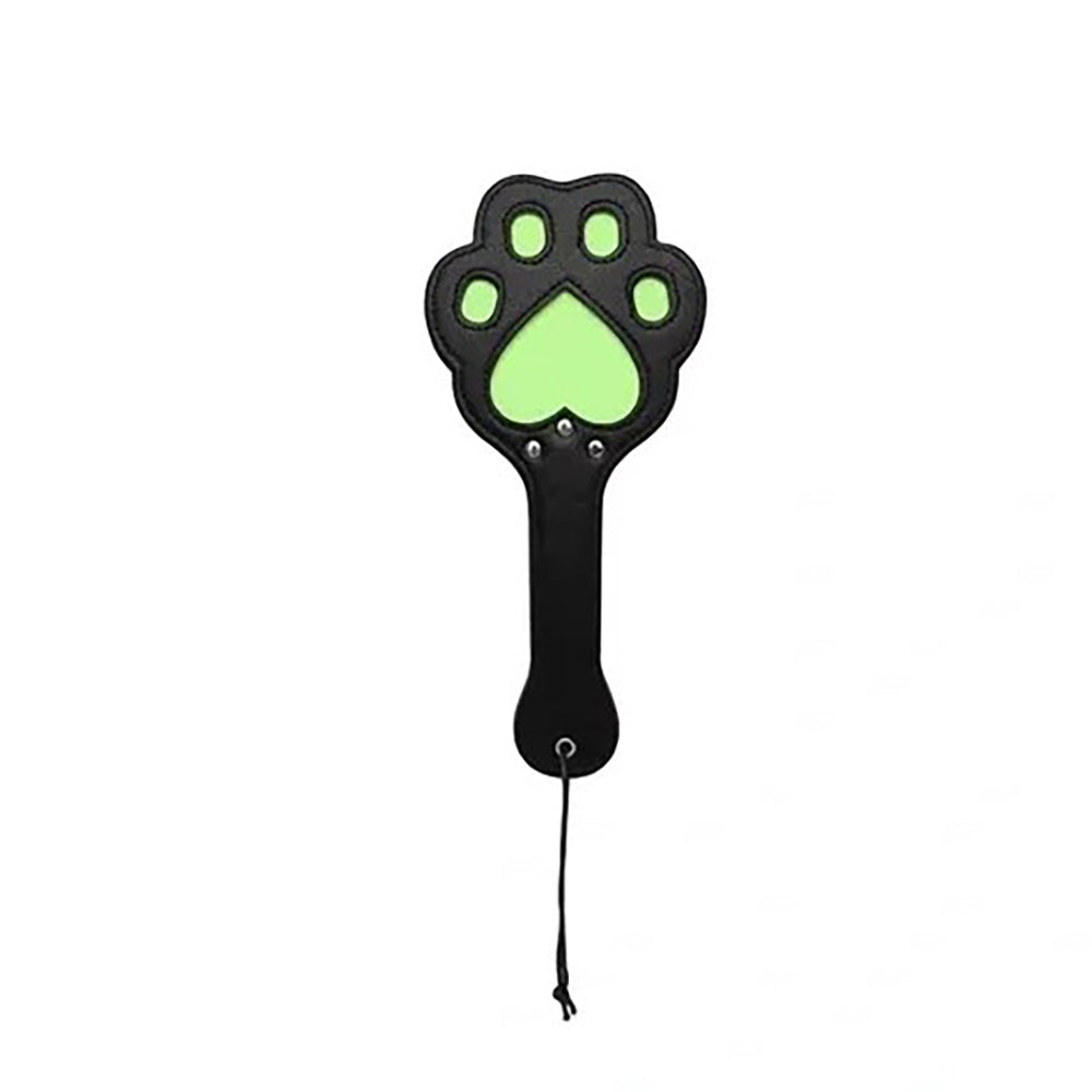 Luminous PU leather paw paddle with a pink elephant design.