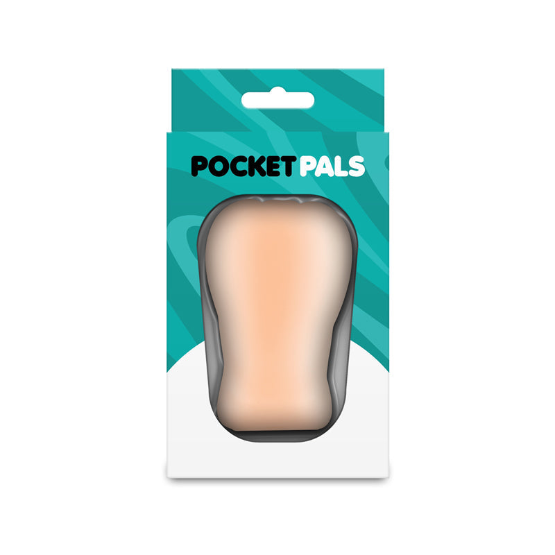 White TPE anal stroker in packaging.
