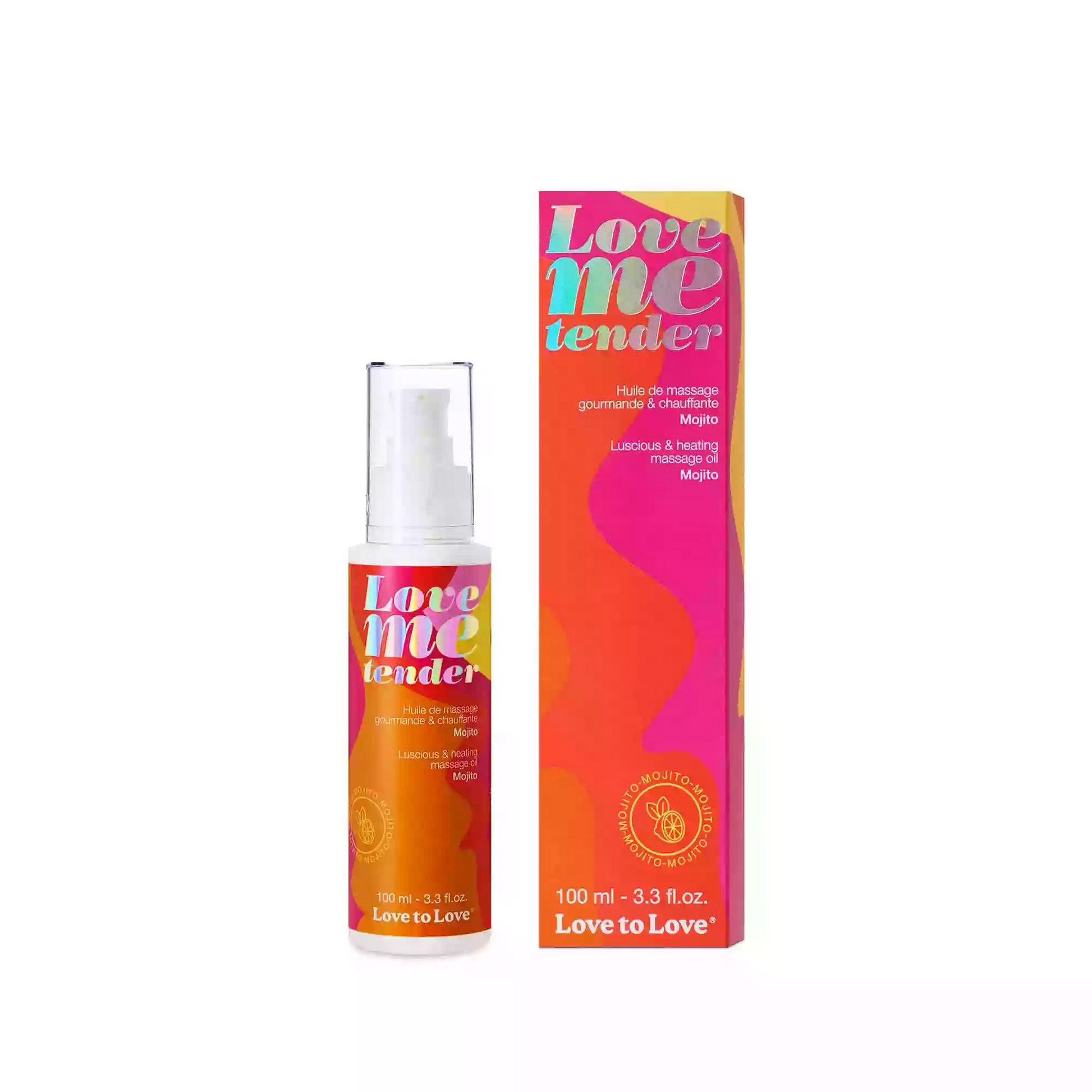 Love me tender warming massage oil with mojito flavor.
