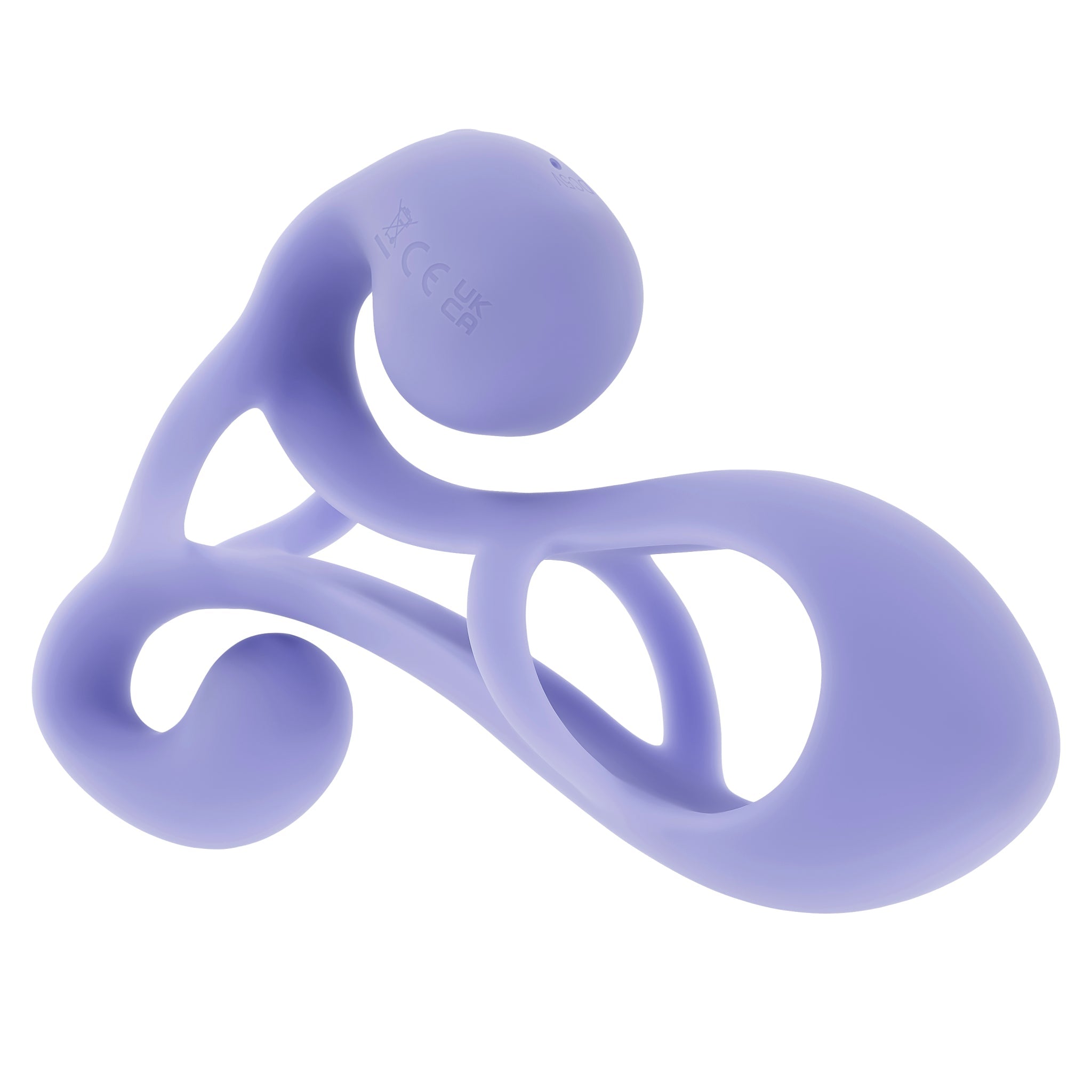 A purple silicone vibrating penis enhancer cage with an open, curved design.