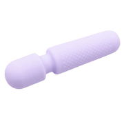 A small, purple silicone vibrator with a textured handle.