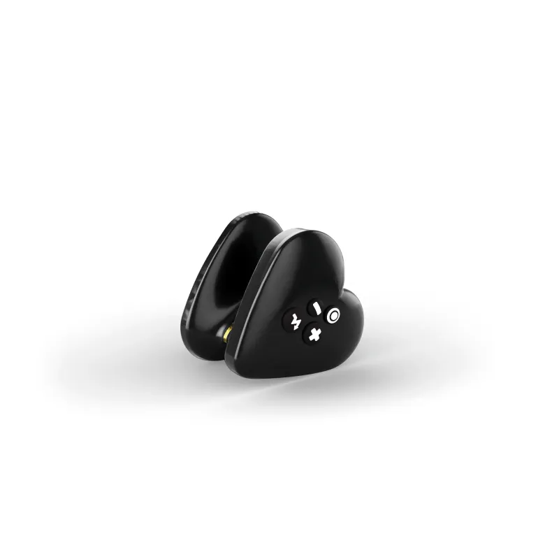 Black heart-shaped silicone vibe with control buttons.