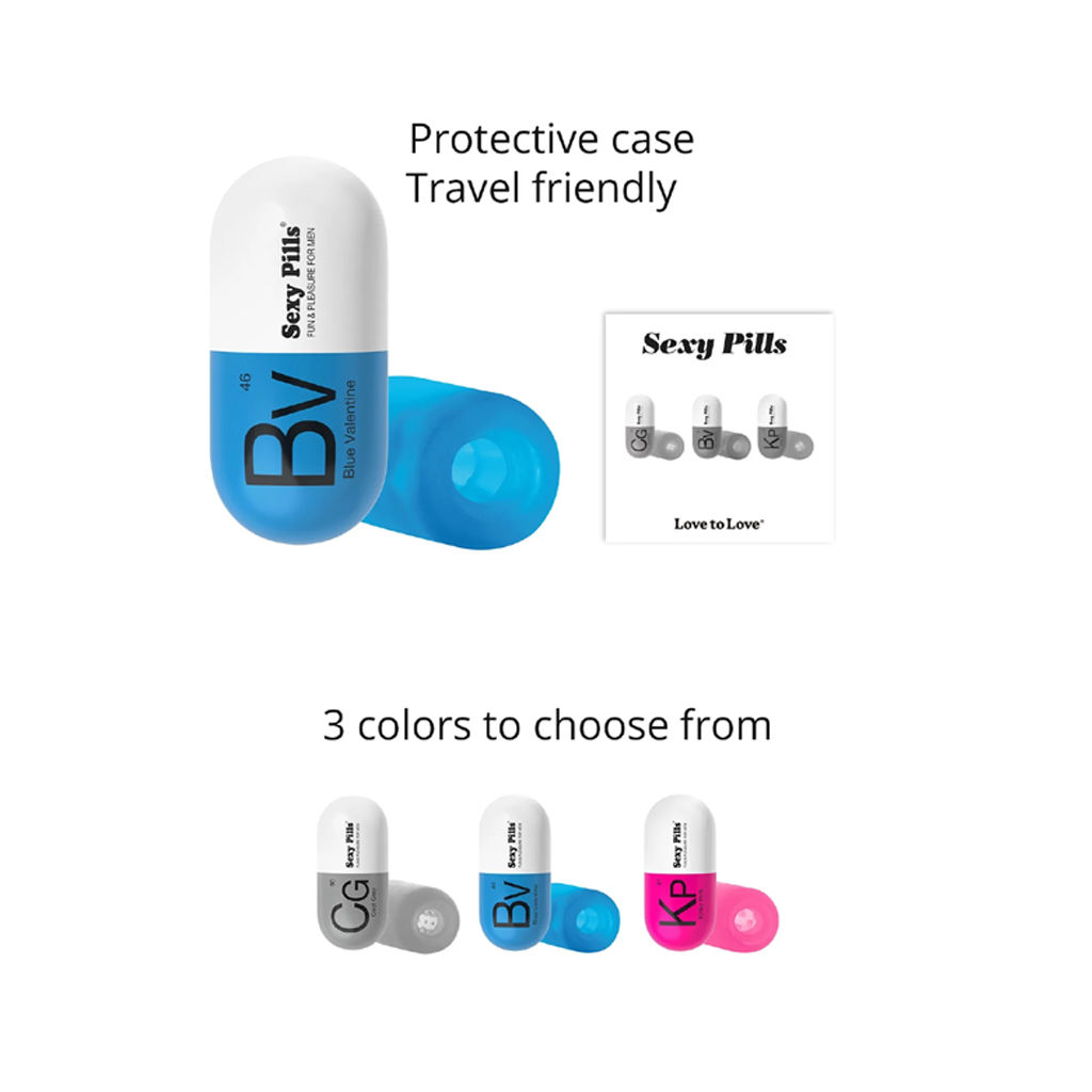 Blue Valentine waterproof male masturbator sleeve disguised as a pill.