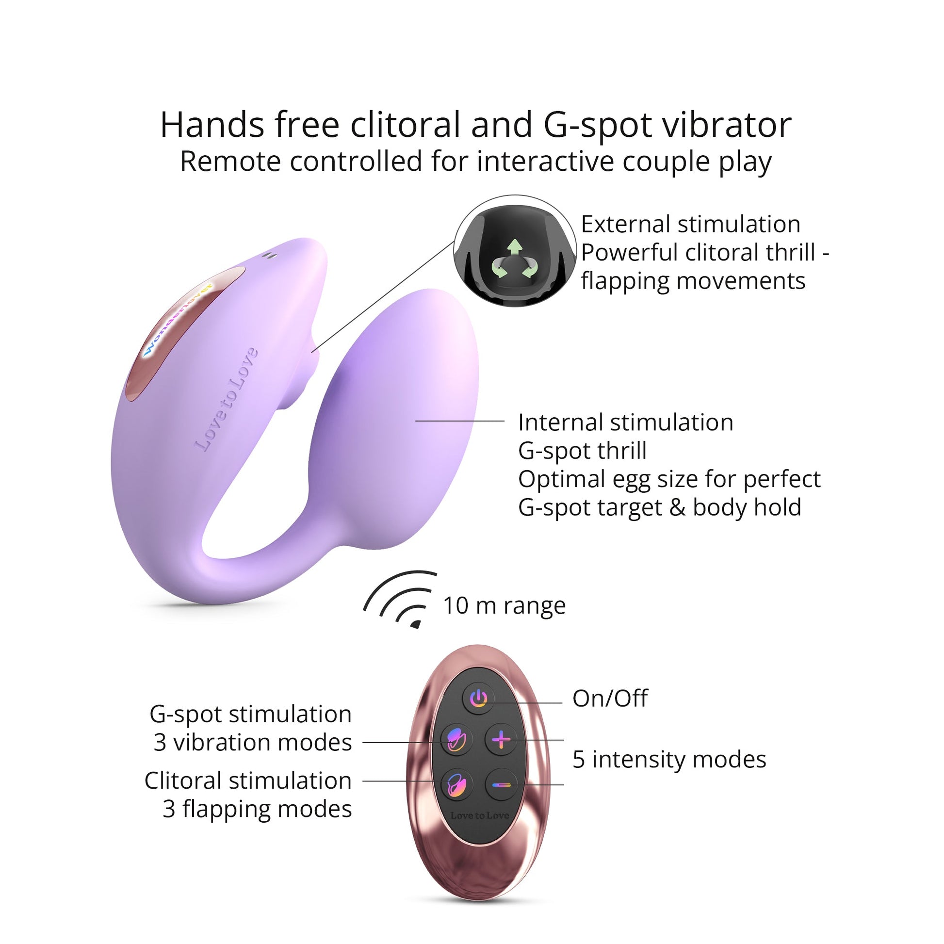 A purple dual stimulation vibrator with a remote control.