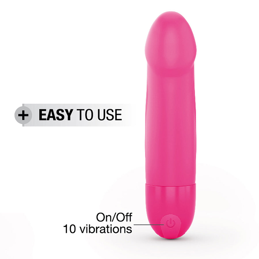 Pink rechargeable G-spot vibrator with 10 vibration modes.