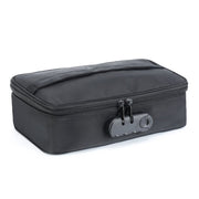 Black discreet storage box with a combination lock.