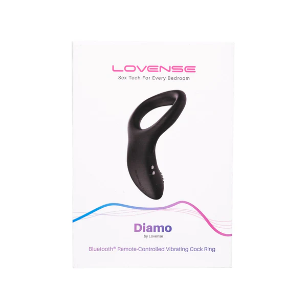 Lovense Diamo app-controlled vibrating cock ring in black.