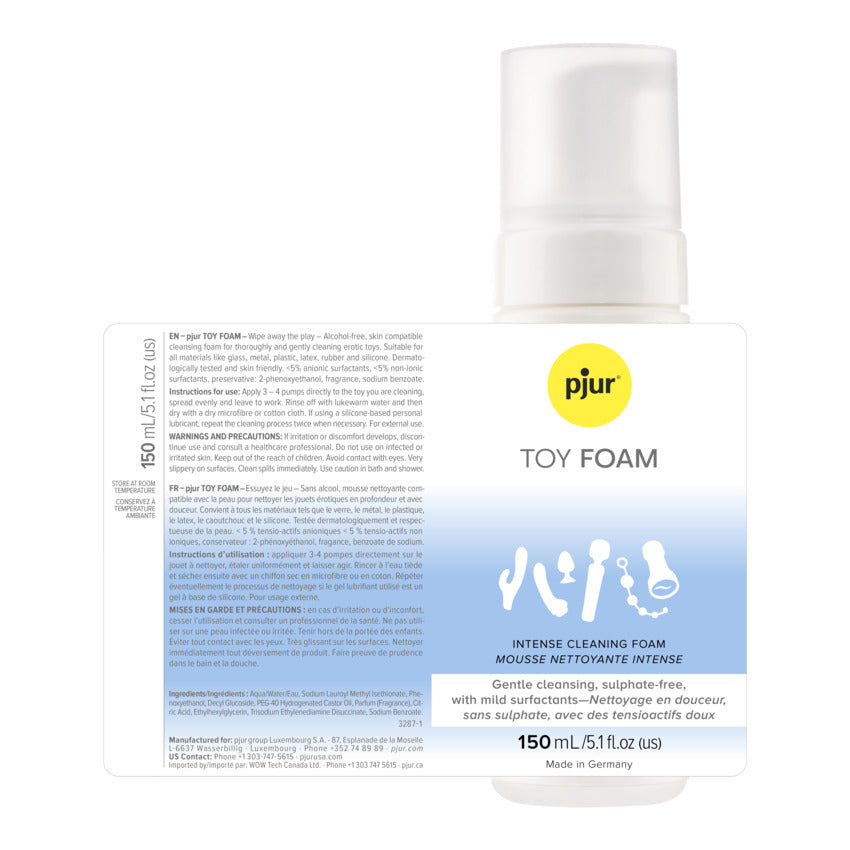 Pjur Toy Foam 150ml, a gentle, alcohol-free toy cleaning foam.