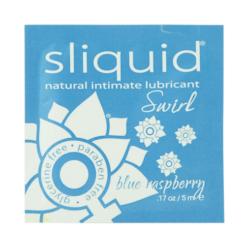 Sliquid Naturals Swirl Blue Raspberry water-based lubricant pillow pack.
