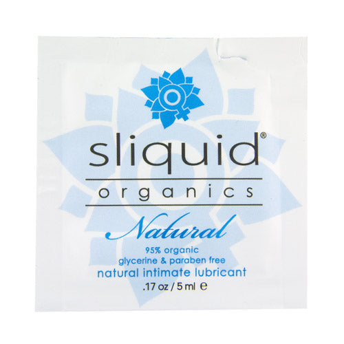 Sliquid Organics Natural water-based intimate lubricant pillow pack.