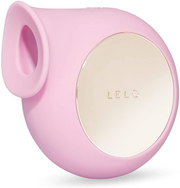 Pink Lelo Sila Sonic clitoral vibrator with a gold accent.