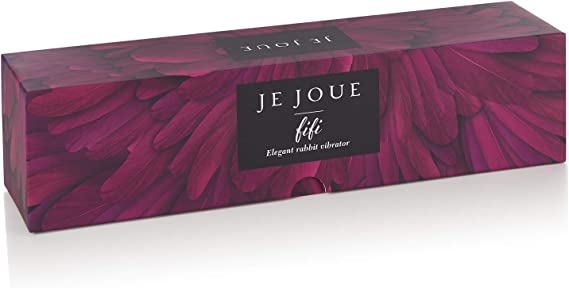 Je Joue Fifi rabbit vibrator in a box with a floral feather pattern.