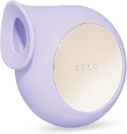 A lilac Sila Sonic clitoral massager with a gold accent.