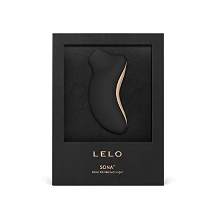 Black Lelo Sona sonic clitoral massager in a black box.