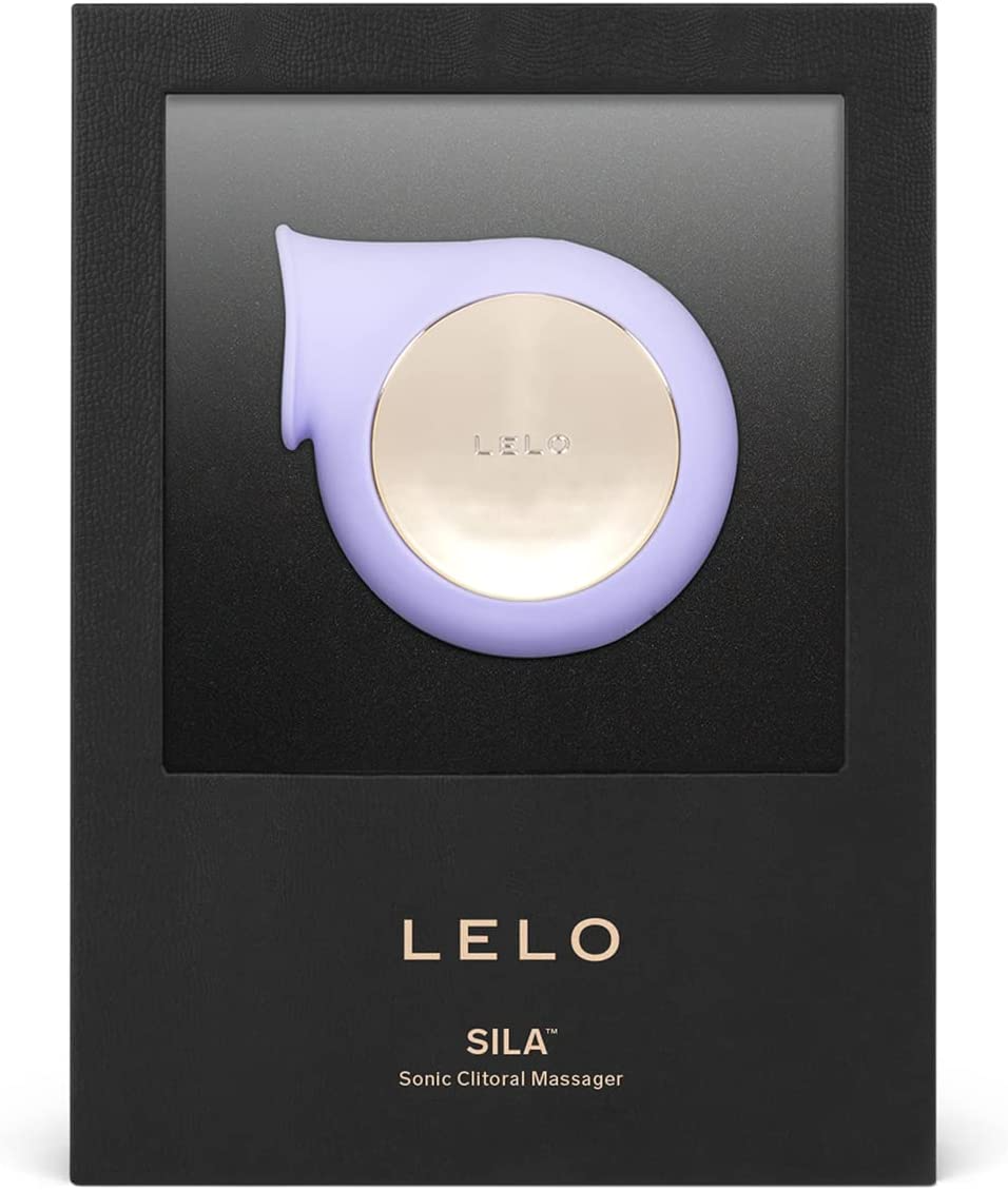 Lilac silicone Sila Cruise sonic clitoral massager by Lelo in black box.