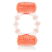 A dual-motor vibrating pleasure ring with ticklers.