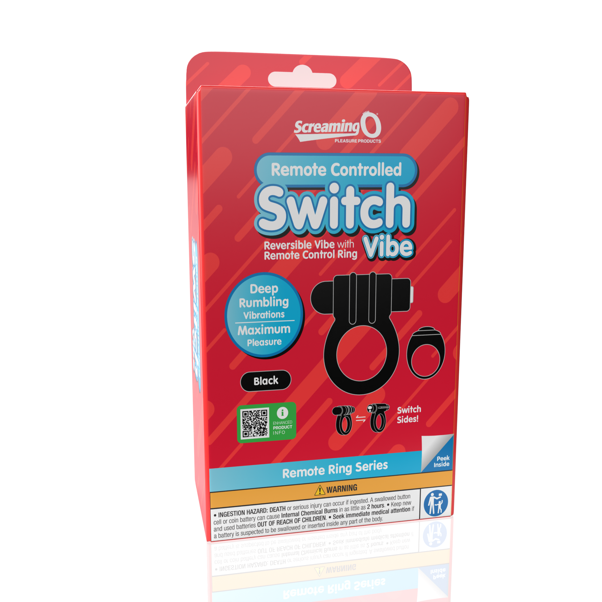 Remote Controlled Switch Vibe vibrating cock ring in black.
