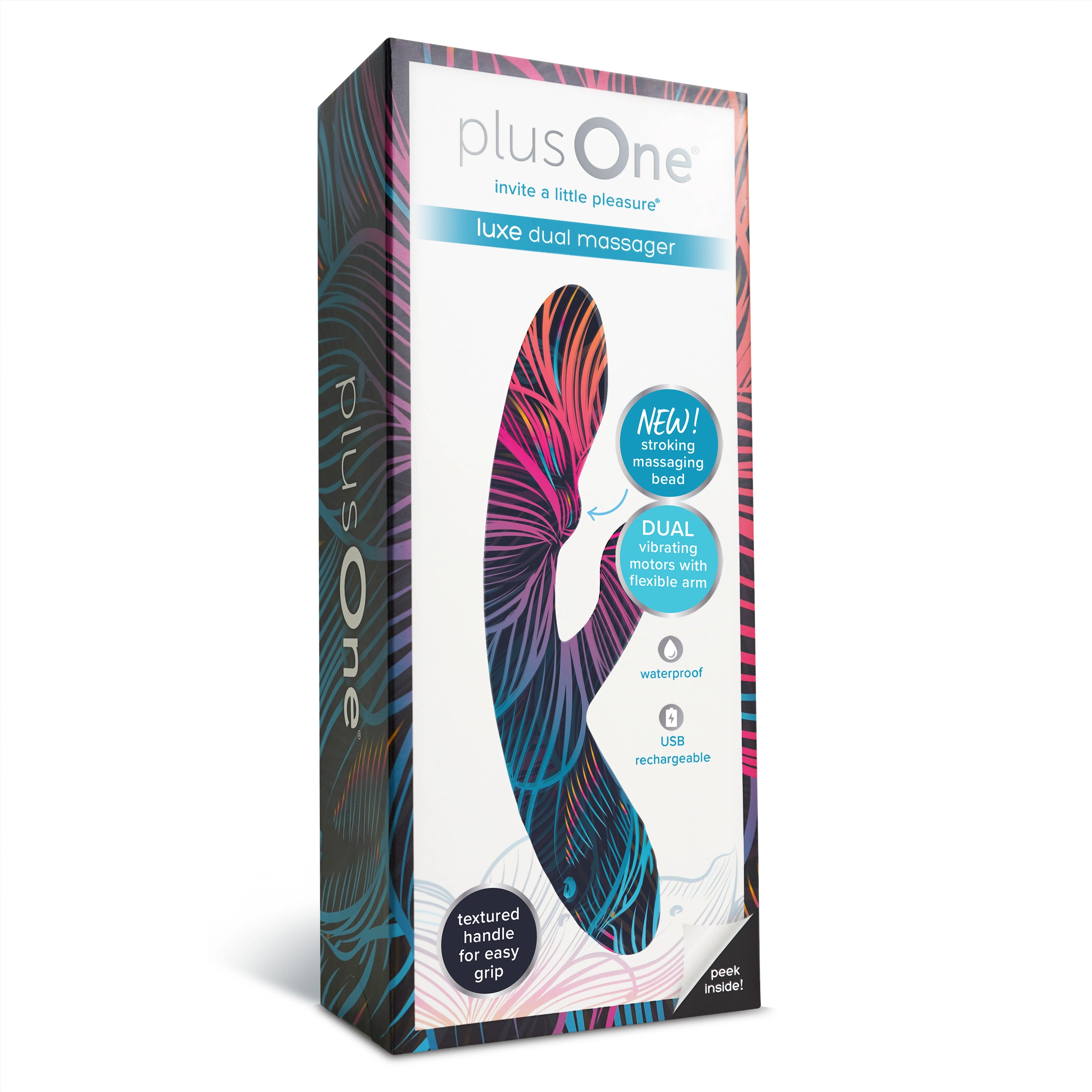 plusOne Dual Luxe G-Spot Massager with stroking bead, waterproof and USB rechargeable.