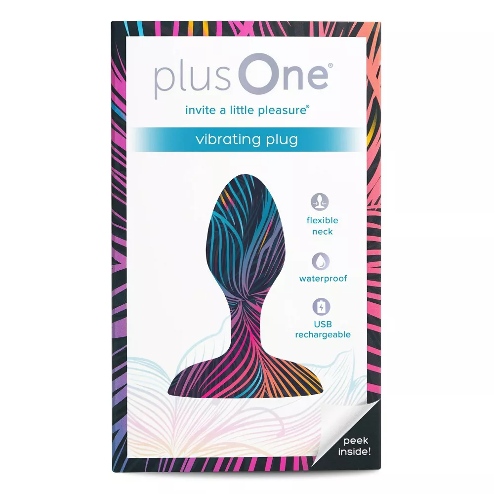 plusOne vibrating plug with flexible neck, waterproof, and USB rechargeable features.