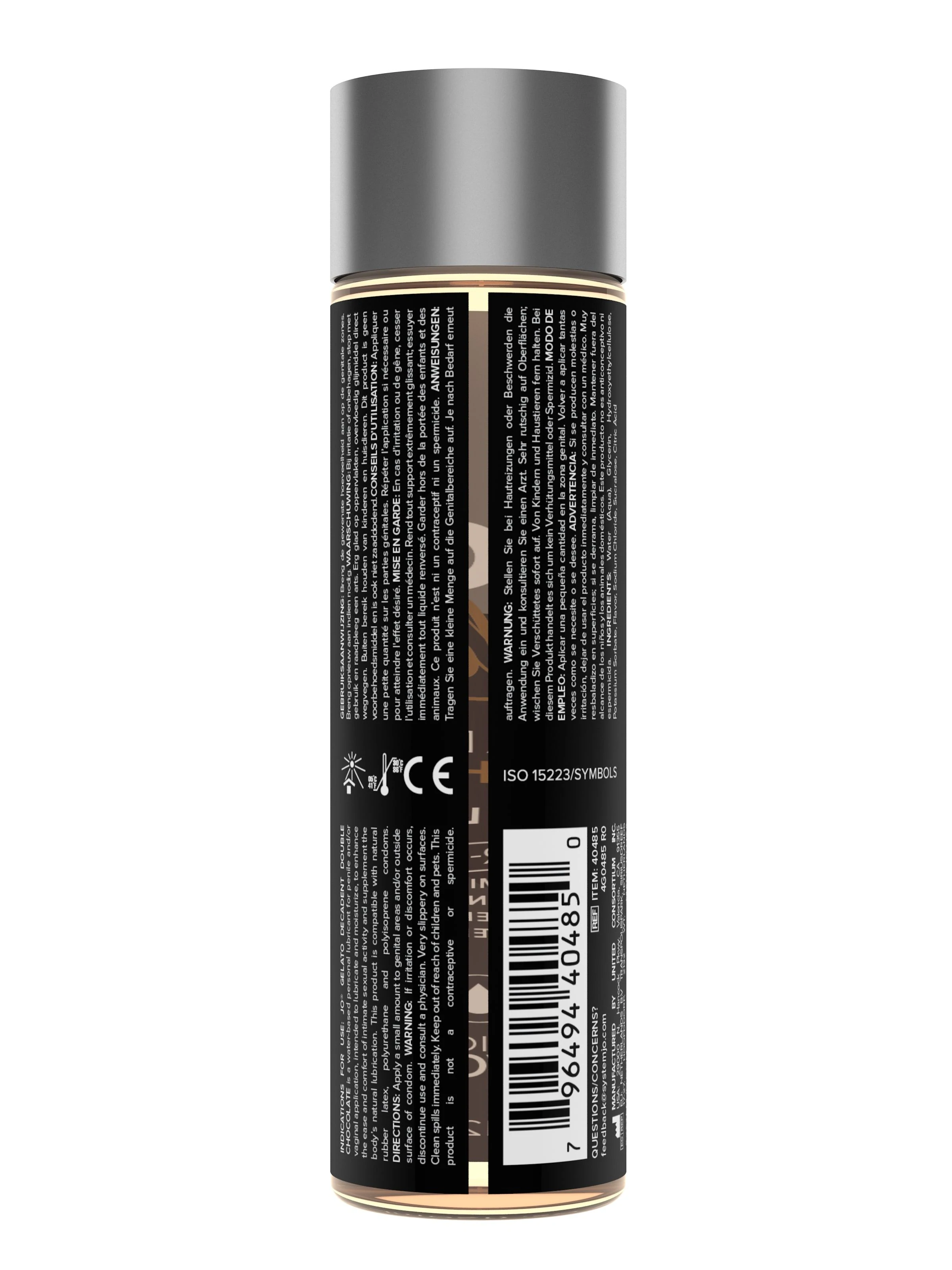 A bottle of JO Double Chocolate Flavored Water-Based Lubricant.