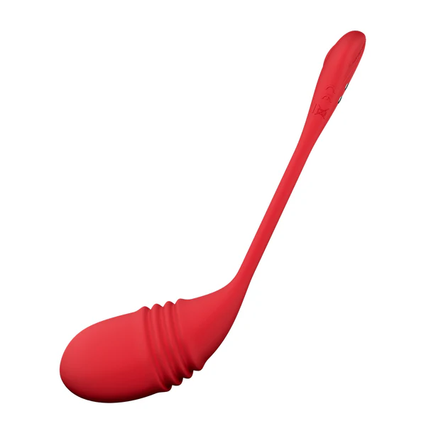 A red, app-controlled thrusting G-spot egg vibrator.
